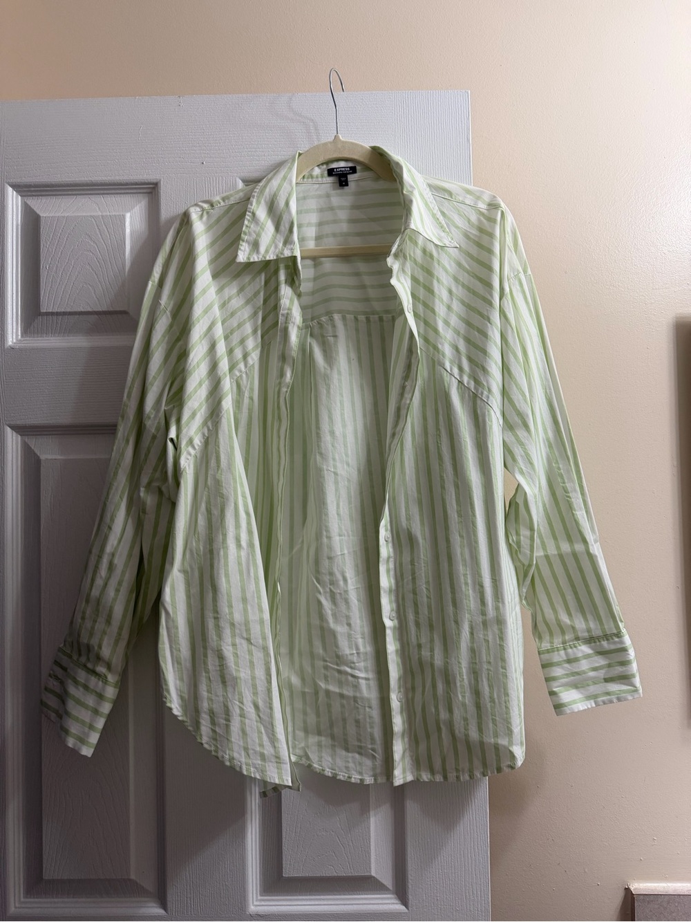 Light Green Striped Button-Up Shirt